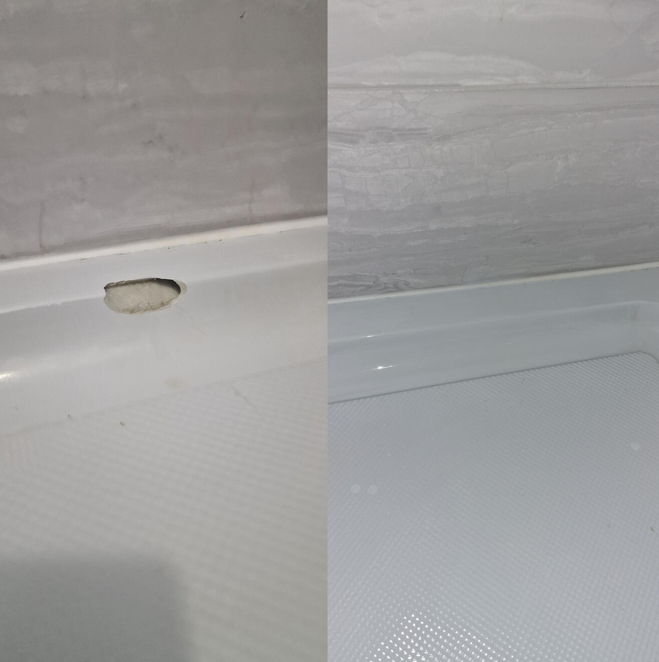 BEFORE AND AFTER PICTURES OF A STONE RESIN SHOWER TRAY CHIP REPAIR Before and after pictures of a shower Tray repair Binley, Coventry